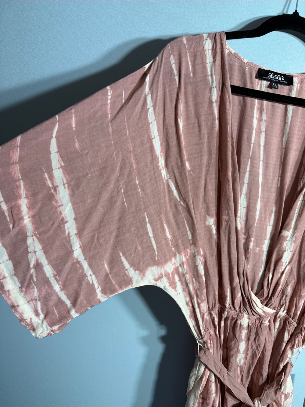 Lulus Walking on Air Mauve Pink Tie-Dye Belted Romper Size XL – NWT - Picture 6 of 11